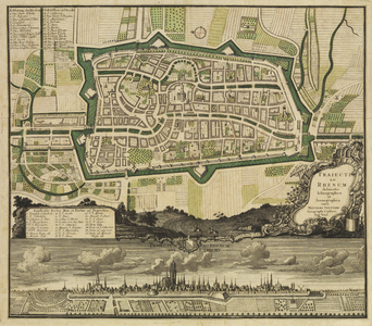216013 Plattegrond van de stad Utrecht met directe omgeving; met weergave van het stratenplan met percelering, wegen, ...
